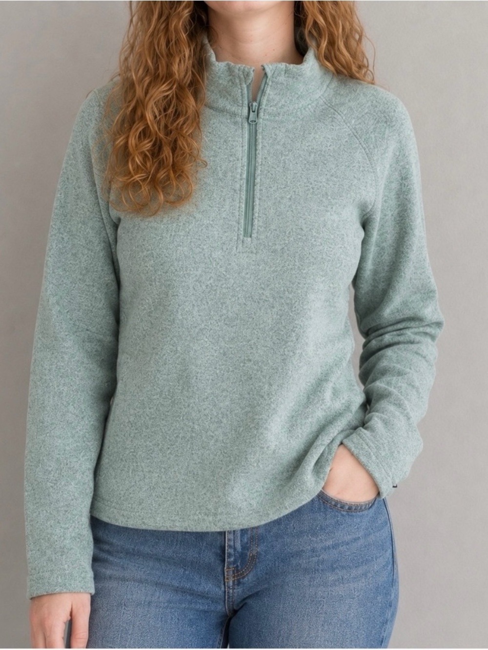 Eddie Bauer Green Quarter Zip Sweatshirt Womens Small
